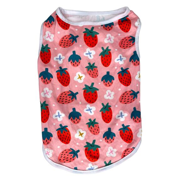 Dog Shirt Pet Clothing Strawberry Tank Top Pink Small Dog Size XL - Picture 1 of 7